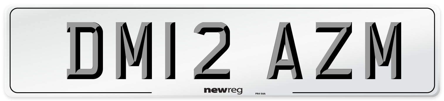 DM12 AZM Number Plate from New Reg